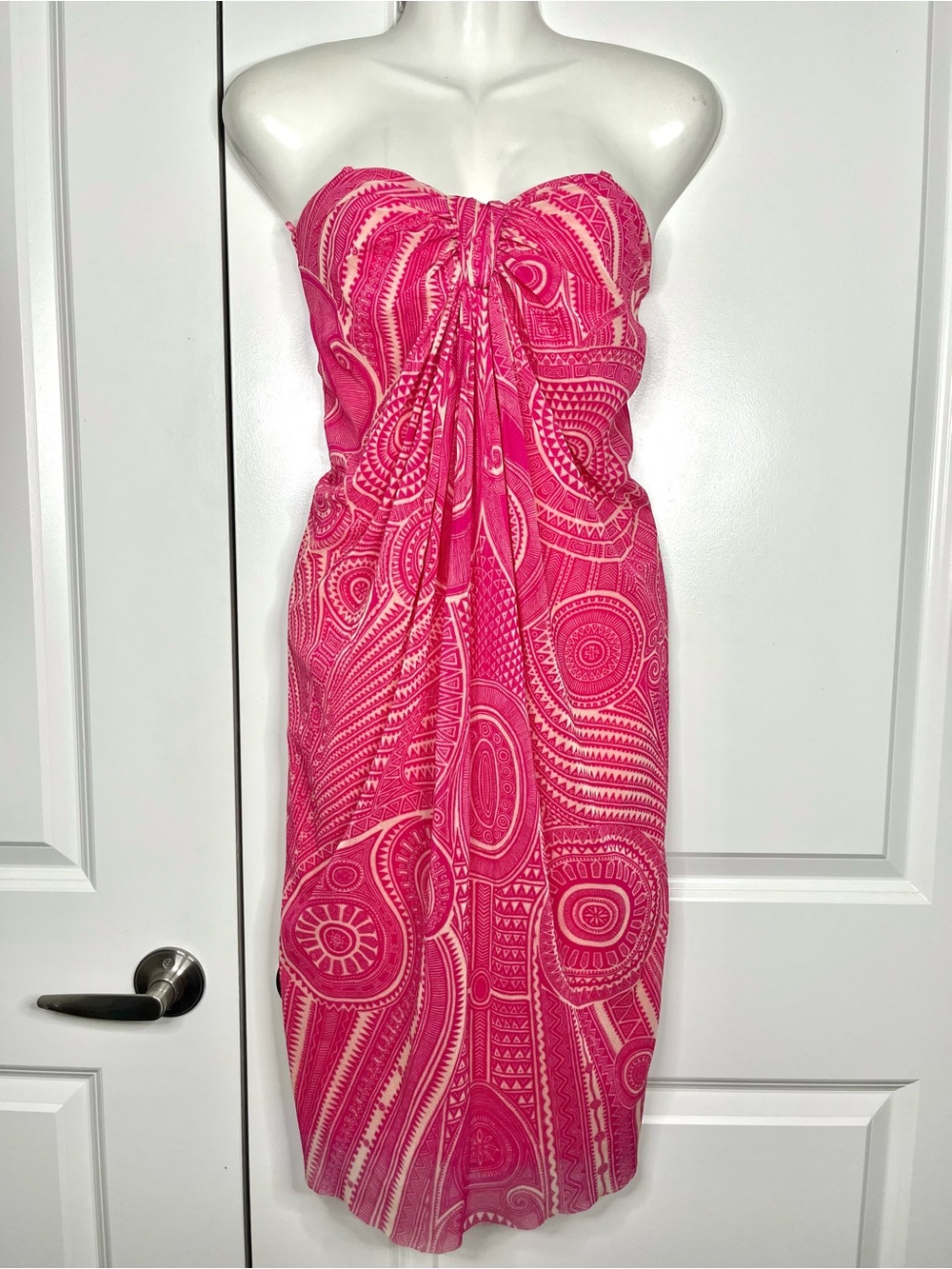 Jean Paul Gaultier Soliel Bandeau Dress Sleeveless Size S Tribal Print Pink 90s